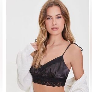 Satin lace cropped cami Black and Blush  SOLD SEPARATELY